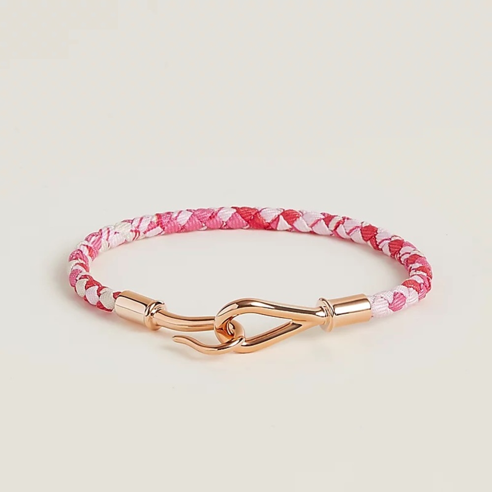 Hermes LIMITED EDITION Jumbo bracelet pink lake silk RGHW rose gold